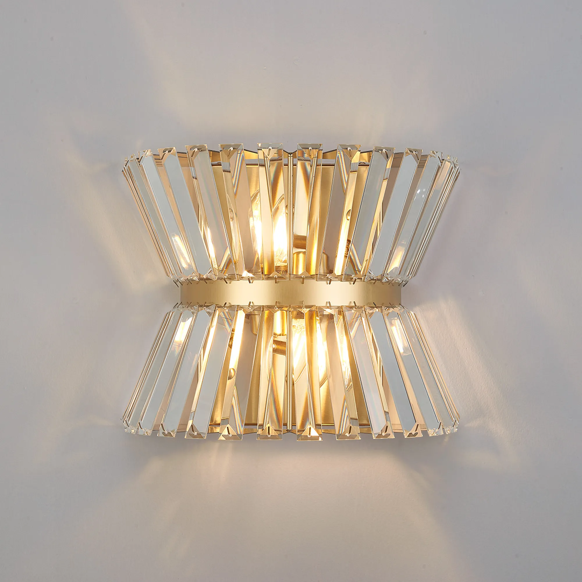 Vienna Brass Crystal Wall Lights Diyas Flush Crystal Wall Lights